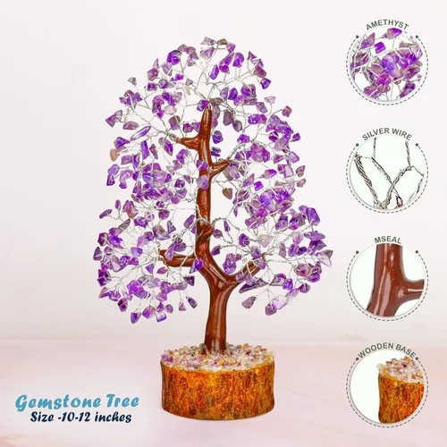 Miniatura 2 de Árbol de amatista – Árbol de cristal – cristal púrpura – Piedra preciosa – Árbol de dinero Feng Shui – Árbol de la vida de cristal – Árbol bonsái