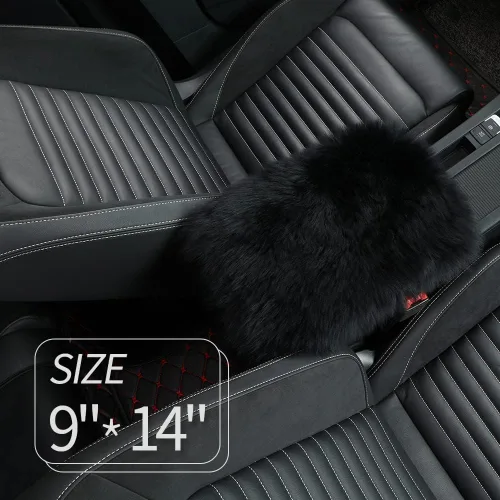 Miniatura 2 de IRIWOOL - Funda de reposabrazos de piel de oveja, cubierta de reposabrazos de auto, cojín suave de consola para coche, cubierta de consola central
