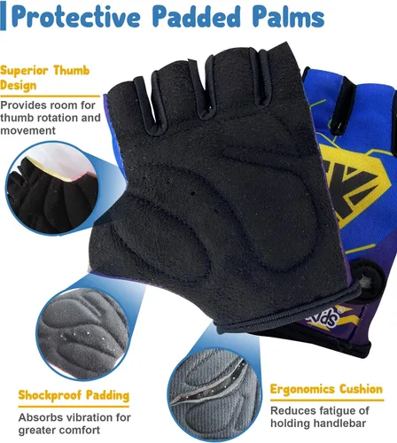 Miniatura 3 de Guantes de bicicleta para niños para bicicleta equilibrada, ciclismo de montaña, transpirables, sin dedos, guantes de ciclismo para niños pequeños