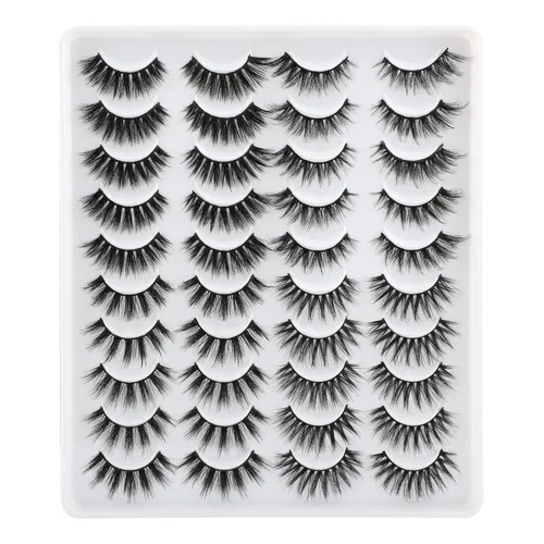 Miniatura 11 de LANFLOWER Pestañas postizas de aspecto natural 3D, pestañas de visón sintético esponjosas, pestañas de volumen de 0.787 in, pestañas hechas a mano