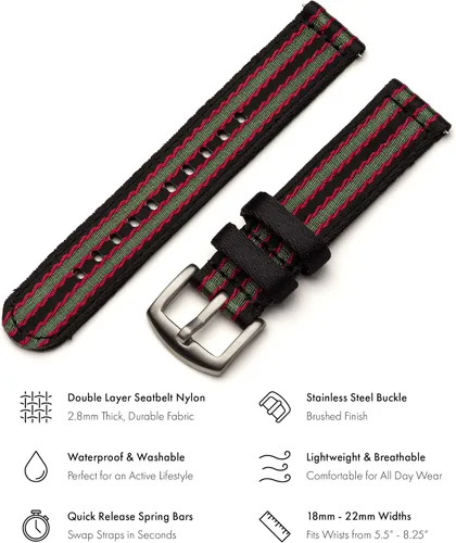 Miniatura 2 de Benchmark Basics Correa de reloj de liberación rápida, correa de reloj de nailon impermeable de alta calidad para hombres y mujeres, compatible
