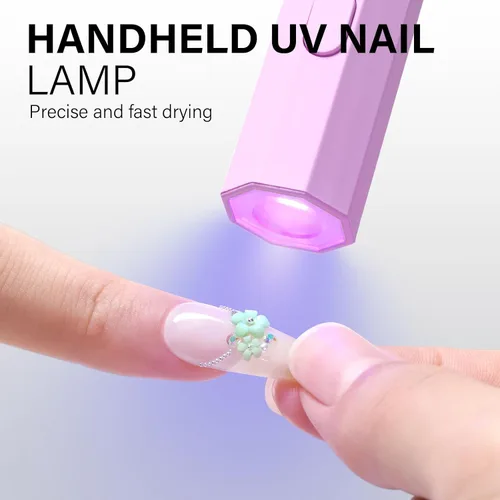 Miniatura 7 de AILLSA Mini luz UV para uñas, lámpara LED de mano para uñas, pequeña lámpara de uñas de gel, portátil, de secado rápido, inalámbrica para regalo