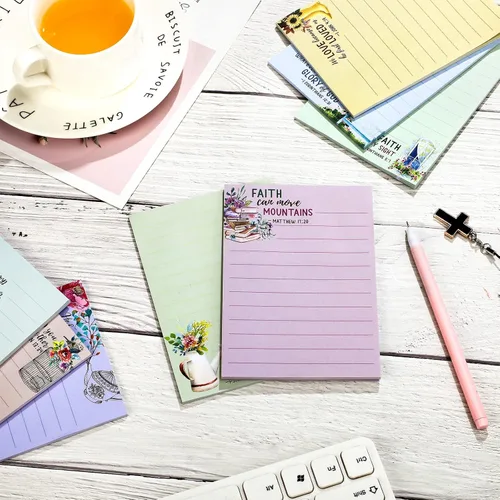 Miniatura 5 de 8 Pack Christian Sticky Notes Samll Scripture Inspirational Memo Pads Floral Design Adhesive Religious Bible Verse Quotes Notepads for Writing Diary