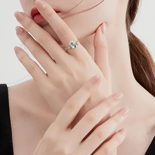 Miniatura 4 de Anillos de compromiso con la vida en anillos de luna y sol, anillos de aniversario de compromiso, boda celestial, regalos de moda para damas