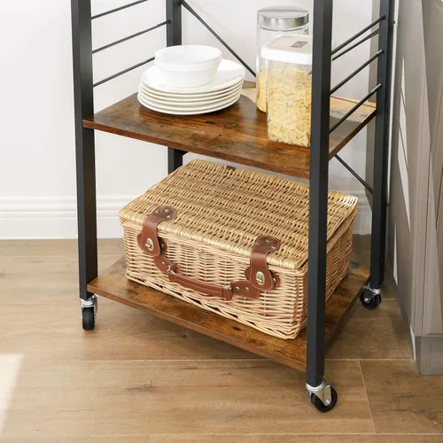 Miniatura 7 de VASAGLE Estante de cocina con ruedas, carrito de servicio de 23.6 pulgadas con 3 estantes, carrito de cocina, estante de microondas, para mini