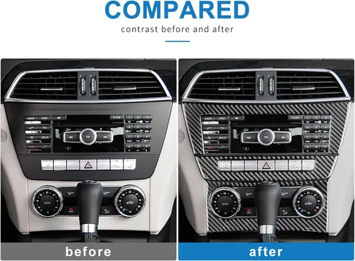 Miniatura 3 de Fibra de carbono, para accesorios Mercedes Benz, adhesivo central para panel de control para Mercedes Benz Clase C W204 2010-2013, decoración