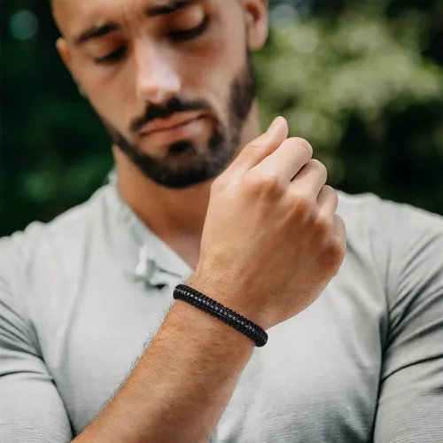 Miniatura 4 de Pulseras con código morse, regalos para hombres, cuentas de metal plomizo en pulseras de cuero para hombres, regalos inspiradores para hombres