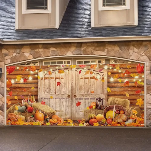 Miniatura 5 de Preboun Cartel de otoño para puerta de garaje de 6 x 13 pies, telón de fondo de Acción de Gracias, cubierta de puerta colgante de otoño, decoración