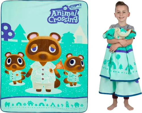 Franco - Manta de felpa supersuave con microraschel para niños, 62 in x 90 in, Animal Crossing Cruce de animales