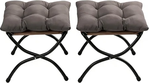 Miniatura 10 de HollyHOME Taburete reposapiés plegable de 15 pulgadas de alto, otomano plegable pequeño tapizado, taburete acolchado para sofá para silla perezosa