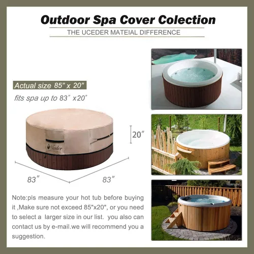 Miniatura 2 de Cubierta redonda para bañera de hidromasaje, impermeable al aire libre (83 x 20 pulgadas), protector de poliéster 600D resistente para bañera