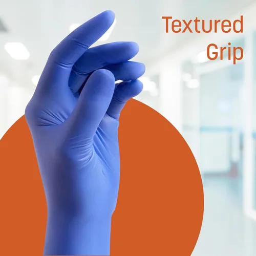 Miniatura 2 de Guantes de examen de nitrilo Caring, azules, sin polvo, guantes desechables para atención médica, primeros auxilios, limpieza, preparación