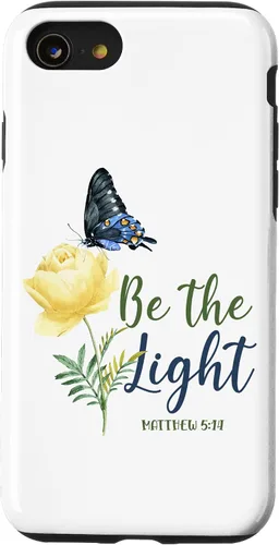 Miniatura 18 de Bible Verse Butterfly Flower Be The Light Matthew 5:14 Case for iPhone 16