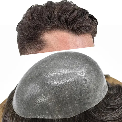 Miniatura 22 de Hair Nature - Tupé para hombres, sistema de repuesto de piezas de cabello humano, unidades de pelo negro con bucle en V de piel fina, 100% cabello