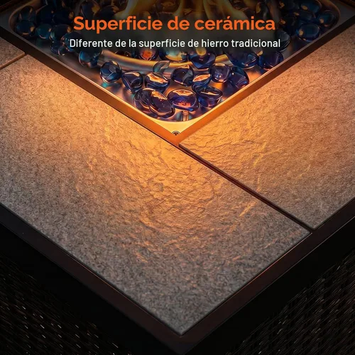 Miniatura 2 de BALI OUTDOORS - Mesa para fogata de gas propano 32 pulgadas, 50,000 BTU, fogatas cuadradas de gas para exterior, color marrón