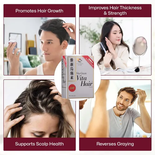 Miniatura 3 de Vita Green Suplemento para el crecimiento del cabello – Soporte herbario para adelgazamiento y canoso – Simula naturalmente los folículos