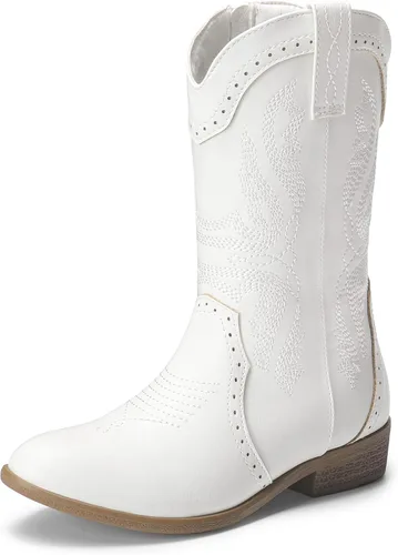 DREAM PAIRS Girls Cowgirl Cowboy Western Boots Mid Calf Riding Shoes