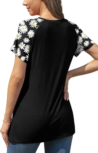 Miniatura 3 de AYIFU Camiseta de rayón de manga raglán de ajuste holgado para mujer, estilo casual, para verano, túnica de moda