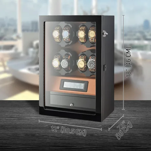 Miniatura 7 de Enrollador de 8 relojes con retroiluminación LED y 5 cajones de almacenamiento de relojes