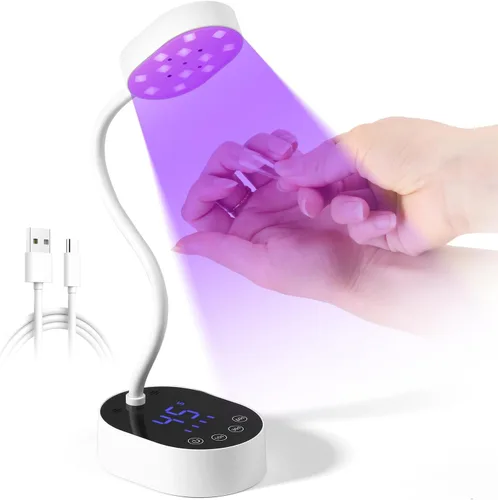 Miniatura 12 de AORAEM Lámpara UV para Uñas, Luz Mini de Cuello de Cisne UV para Uñas de Gel, Lámparas Recargables LED de 36W con 4 Temporizadores y Sensor