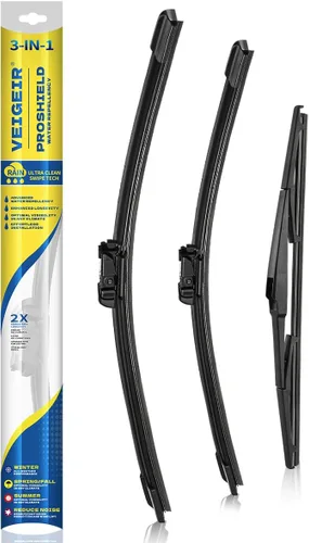 Miniatura 27 de Paquete de 3 plumas limpiaparabrisas delanteros y traseros para automóviles, calidad original de fábrica, 15 pulgadas, 15 pulgadas, 13 pulgadas