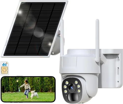 Cámara de seguridad celular 4G LTE, inalámbrica con energía solar, sin necesidad de WiFi, cámara para exteriores, tarjeta SIM integrada, inclinación