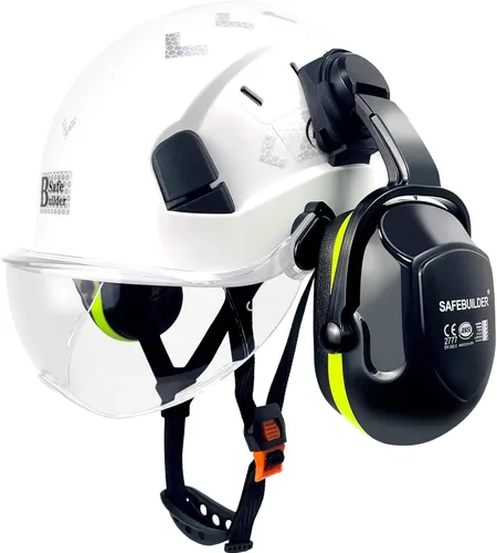 Miniatura 8 de Casco de Seguridad SAFEBUILDER con Gafas de Protección y Orejeras de Fibra de Carbono ABS para Trabajo en Altura, Cascos Duros para Protección