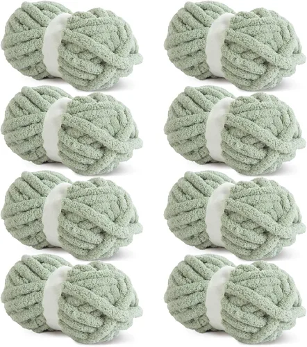 Miniatura 50 de HOMBYS Hilo de Chenille Grueso Carbón para Crochet, Hilo Grueso Espeso y Esponjoso para Tejer, Hilo Súper Grueso para Tejer Mantas a Mano, Hilo
