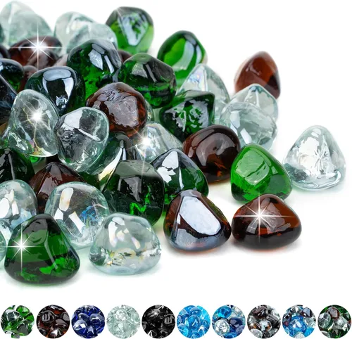 Miniatura 19 de Mr. Fireglass 10 libras de cristales de fuego mezclados en forma de diamante para chimenea y hoguera al aire libre y paisajismo - 2.54 cm de alto