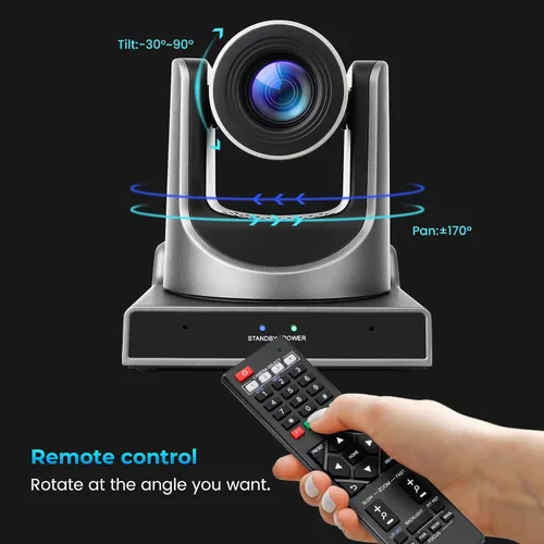 Miniatura 3 de Cámara PTZ, cámara SDI 30X compatible con zoom óptico y POE con transmisión en vivo IP de red, salida de video simultánea 3G-SDI y USB, para Negro