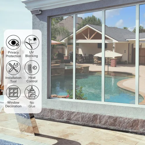 Miniatura 23 de Kromapolis Película de privacidad para ventana, cubierta de vinilo para vidrio, película decorativa de vitral, esmerilada para ventana, se adhiere