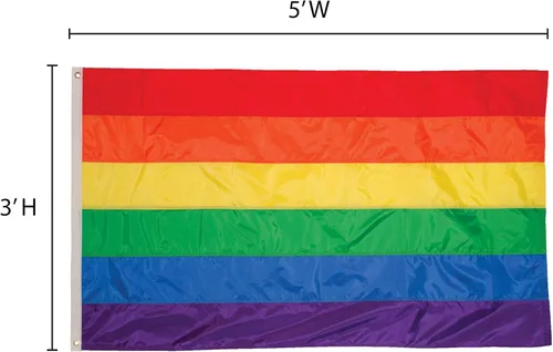 Miniatura 2 de In the Breeze 3699 - Bandera de arco iris de 3 pies por 5 pies, bandera con ojales y rayas cosidas, 3699