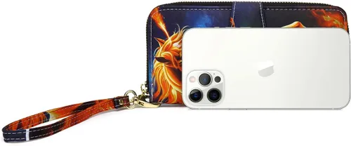 Miniatura 42 de Cartera de mano para mujer, estilo bohemio, con RFID, elegante, espaciosa con correa para viajes, capacidad para tarjetas, teléfono, dinero
