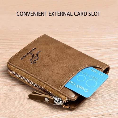 Miniatura 6 de Nucery Billeteras con cremallera para hombre, con bloqueo RFID, de gran capacidad, carteras de cuero con 15 tarjeteros de crédito, Marrón, Moda