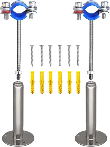 Miniatura 5 de Soportes de tubería de montaje en techo para montaje en pared, abrazaderas de tubo ajustables, perchas, acero inoxidable 304, 2 piezas adecuadas