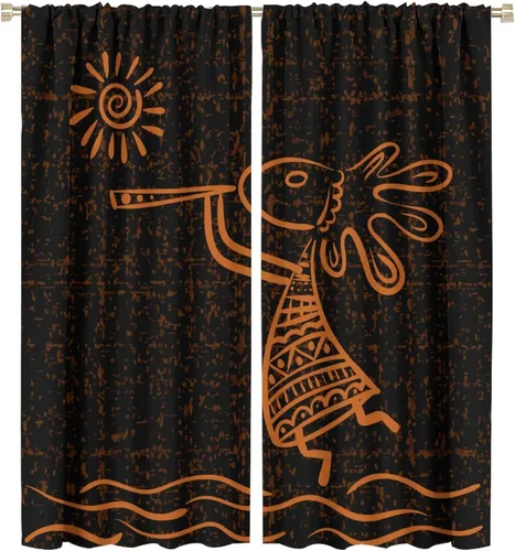 Miniatura 51 de Kokopelli - Cortinas opacas para cocina, decoración de sala de estar, dormitorio, 21 x 45 pulgadas, 2 paneles