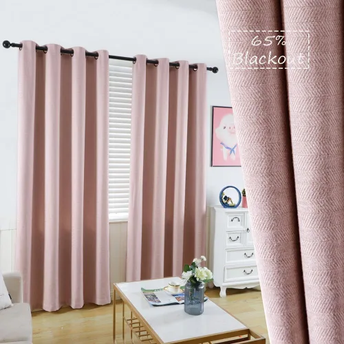 Miniatura 14 de Cortinas 100% opacas para guardería, paneles de ojales con aislamiento térmico y reducción de ruido con textura de espiga, forro negro de doble
