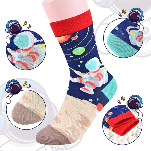 Miniatura 3 de Dsia Zamur Calcetines altos para niños y niñas, paquete de 4 a 6 unidades + caja de regalo, novedosos calcetines de pantorrilla coloridos para niños
