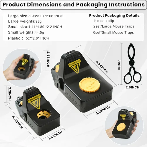 Miniatura 6 de Trampas para Ratones, Trampa para Ratas Rápida y Eficaz, Mejor Trampa para Ratones, Trampas de Plástico Reutilizables para Interiores y Exteriores