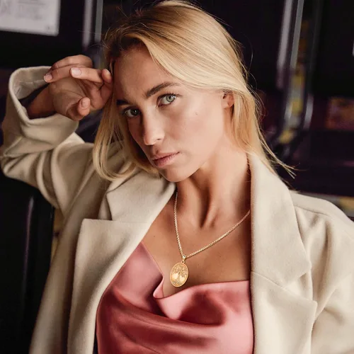 Miniatura 6 de Eusense Collar con medallón que sostiene imágenes de plata de ley 925 con medallón de fotos para mujeres y hombres, dorado