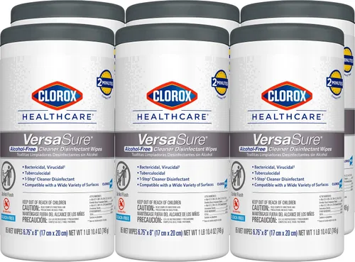 CLOROX Healthcare VersaSure - Toallitas desinfectantes limpiadoras, 6.75 x 8 pulgadas, recipiente de 85 unidades, paquete de 6 (el paquete puede