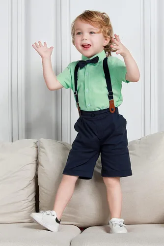Miniatura 2 de A&J DESIGN Traje de caballero para bebé, 2 piezas, camisa y pantalones