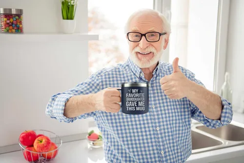 Miniatura 4 de Regalos para el abuelo de la nieta, el nieto, los niños en el Día del Padre, Navidad, cumpleaños - Tazas de café divertidas para regalar a