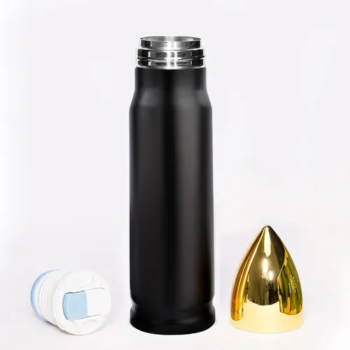 Miniatura 2 de Botella de agua con forma de bala de acero inoxidable 304, 17 onzas, 16.9 fl oz, doble pared aislada al vacío, taza de café aislada al vacío