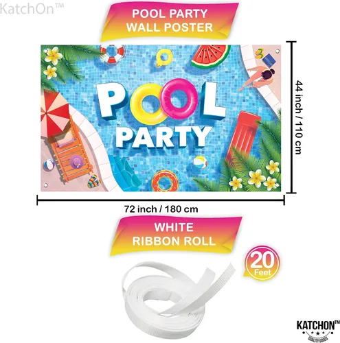 Miniatura 2 de KatchOn, Fondo extragrande para fiesta en la piscina, 72 x 44 pulgadas, pancarta de fiesta en la piscina para decoraciones de fiesta de piscina