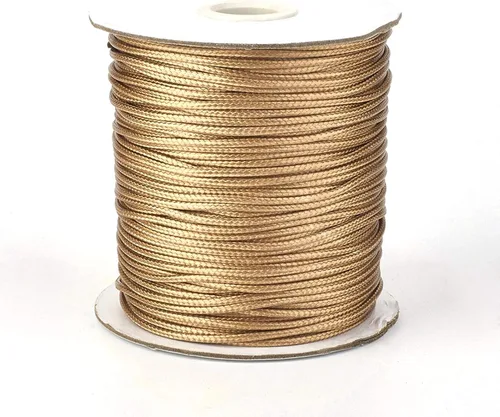Miniatura 39 de Cordón de poliéster encerado coreano de 100 yardas, hilo de cordón trenzado beige para collar, cuerda de alambre de 0.079 pulgadas con carrete