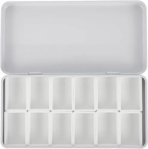 EXCEART Empty Watercolor Tin Watercolor Paint Palette Watercolor Tin Box Metal Palette Paint Case with Lid Empty Watercolor Pans 12 Slots for Travel