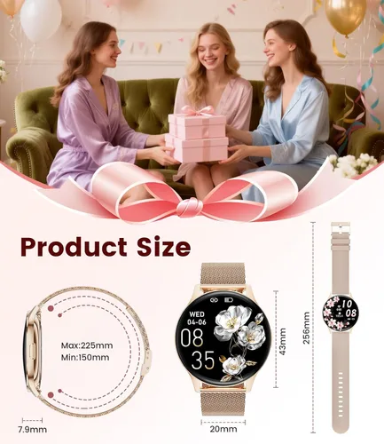 Miniatura 9 de Reloj inteligente para mujer con llamada de marca/respuesta, rastreador de actividad HD AMOLED de 1.43 pulgadas para Android iOS, reloj inteligente