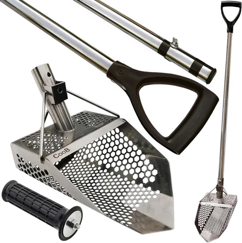 Miniatura 12 de CooB Juego de cuchara de arena para playa, herramienta de detección de metales, pala de acero inoxidable para detección de metales, palo de mango