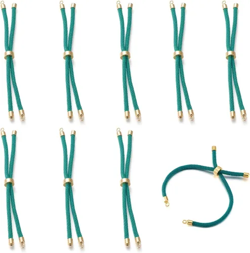 10 piezas de pulseras de cordón de nylon torcido para hacer joyas ajustables con deslizadores con accesorios de latón dorado para accesorios de